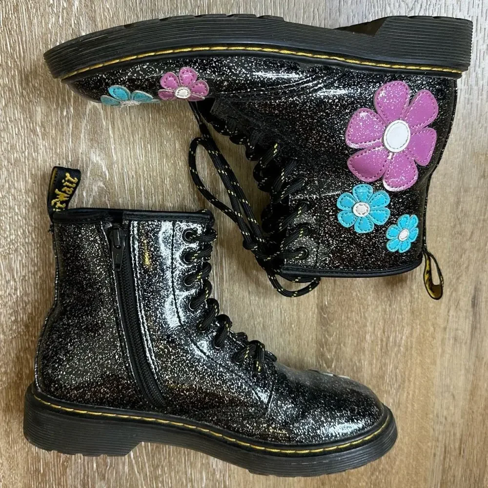Dr Martens Multi 1460 Cosmic Glitter Floral Girls Boots 4‎
